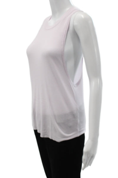 Alo Womens Basic Ribbed Sleeveless Crew Neck Pink Tank Size S