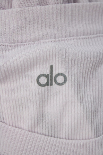 Alo Womens Basic Ribbed Sleeveless Crew Neck Pink Tank Size S