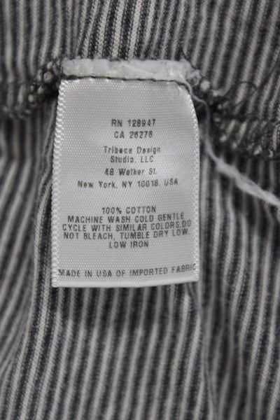Nili Lotan Womens Striped Gray Cotton Crew Neck Short Sleeve T-Shirt Size S