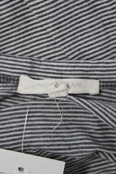 Nili Lotan Womens Striped Gray Cotton Crew Neck Short Sleeve T-Shirt Size S