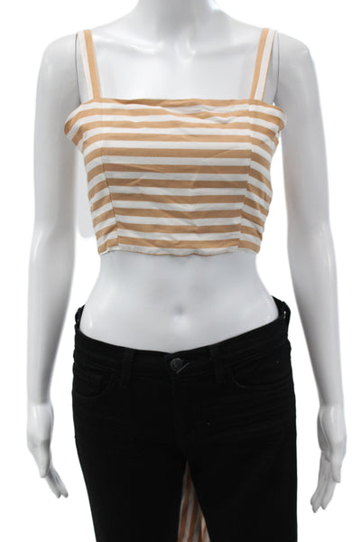 Faithfull The Brand Womens Beige Striped Viscose Camisole Square Neck Size S