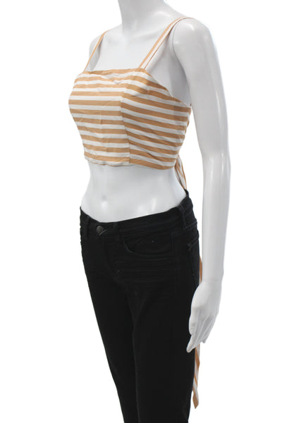 Faithfull The Brand Womens Beige Striped Viscose Camisole Square Neck Size S