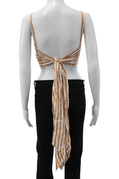 Faithfull The Brand Womens Beige Striped Viscose Camisole Square Neck Size S