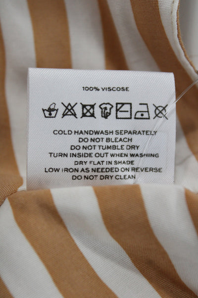Faithfull The Brand Womens Beige Striped Viscose Camisole Square Neck Size S