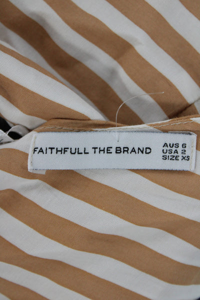 Faithfull The Brand Womens Beige Striped Viscose Camisole Square Neck Size S