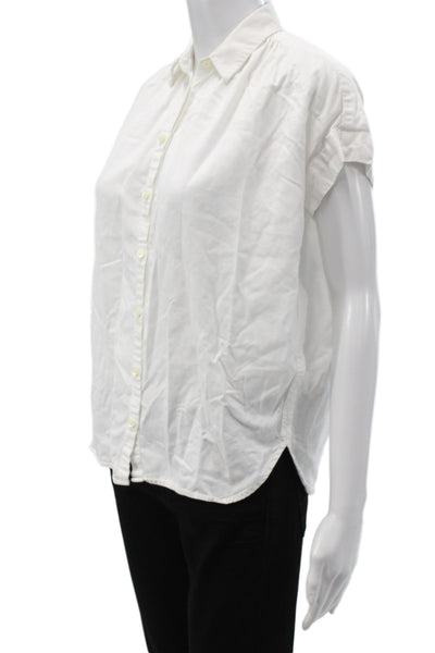 Madewell Womens Basic White Cotton Collared Short Sleeve Button-Up Size 2XS