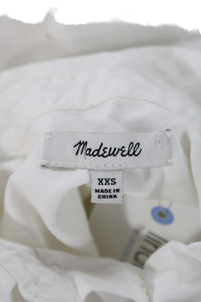 Madewell Womens Basic White Cotton Collared Short Sleeve Button-Up Size 2XS