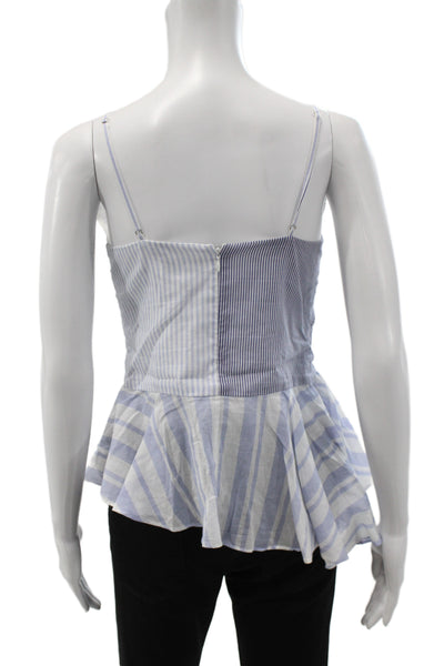Intermix Women Blue Striped Cotton V Neck Camisole Sleeveless Zip Size PP