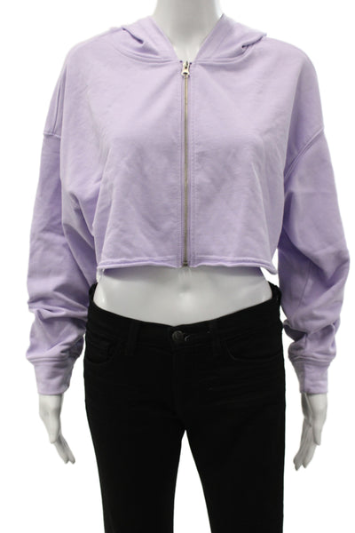 NIA Womens Purple Full Zip Hoodie 100% Cotton Crew Neck Long Sleeve Size S