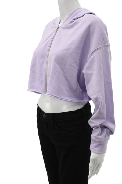 NIA Womens Purple Full Zip Hoodie 100% Cotton Crew Neck Long Sleeve Size S