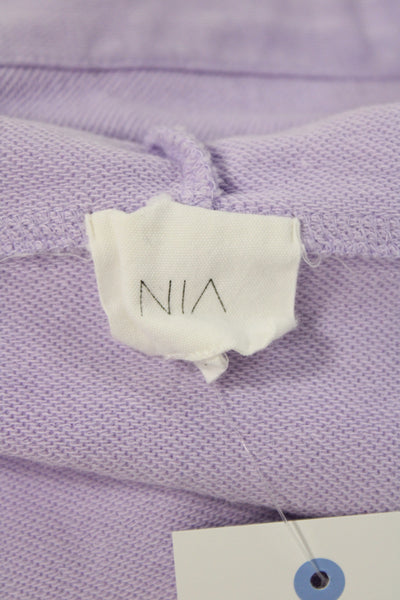 NIA Womens Purple Full Zip Hoodie 100% Cotton Crew Neck Long Sleeve Size S