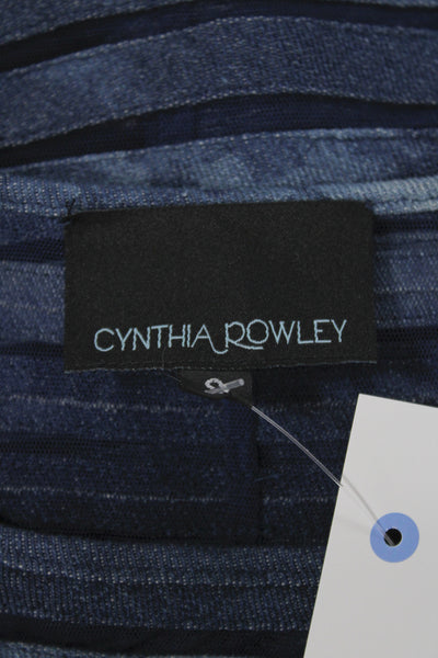 Cynthia Rowley Womens Blue Striped Camisole Scoop Neck Tie 70% Cotton Size S