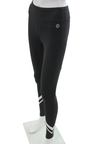 Tory Sport Womens Black Striped Ankle Leggings Athleisure Size XS