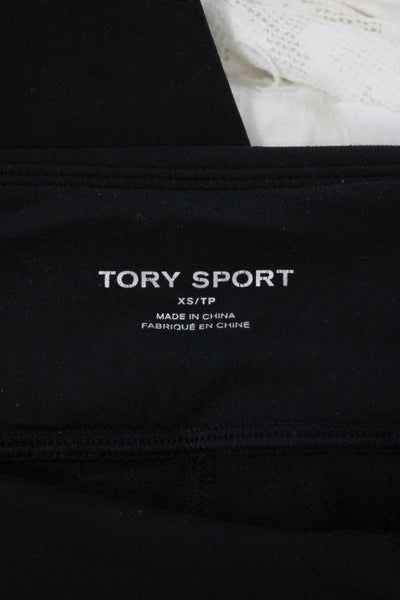 Tory Sport Womens Black Striped Ankle Leggings Athleisure Size XS