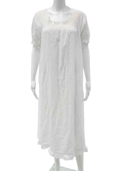 Hill House Women Chemise Sleepshirt White Polka Dot Square Neck Cotton Size XS