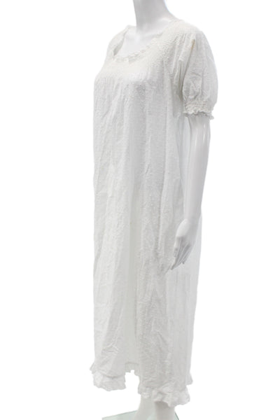 Hill House Women Chemise Sleepshirt White Polka Dot Square Neck Cotton Size XS