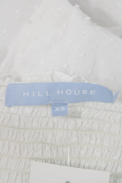 Hill House Women Chemise Sleepshirt White Polka Dot Square Neck Cotton Size XS