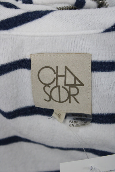 Chaser Women Blue Striped Nautical Romper Long Sleeve Drawstring Size S