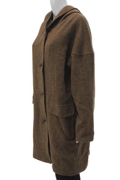 Kuna Women Overcoat Brown Herringbone Button Long Sleeve Size 1