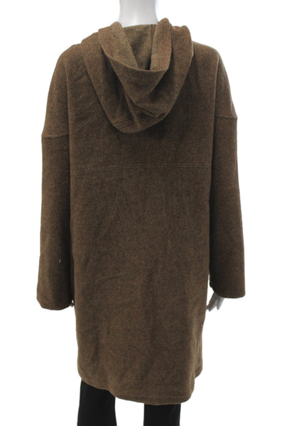 Kuna Women Overcoat Brown Herringbone Button Long Sleeve Size 1