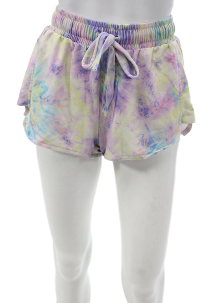 ONZIE Womens Athletic Multicolor Batik Tie Dye Cotton Blend Shorts Size S