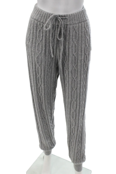 Alo Womens Cable Knit Hooded Sweat Suit Grey Size Extra Small/Extra Extra Small