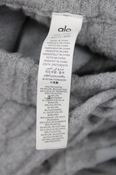 Alo Womens Cable Knit Hooded Sweat Suit Grey Size Extra Small/Extra Extra Small