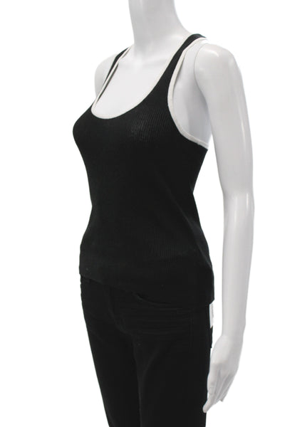 James Perse Womens Sleeveless Scoop Neck Linen Tank Basic Black Size 0