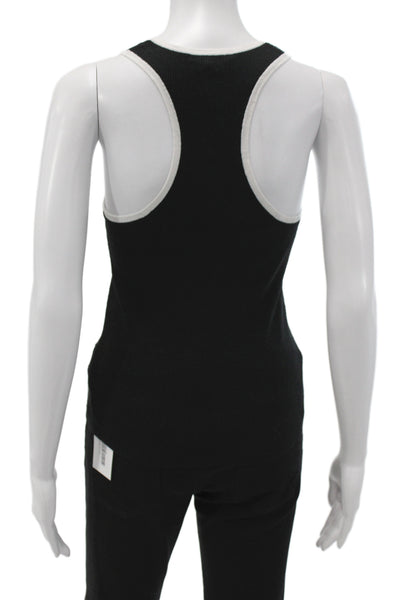 James Perse Womens Sleeveless Scoop Neck Linen Tank Basic Black Size 0