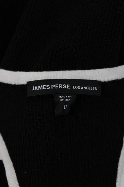 James Perse Womens Sleeveless Scoop Neck Linen Tank Basic Black Size 0