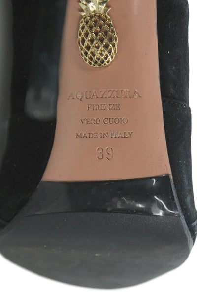 Aquazzura Womens Leather Suede Zip Up Stilletto Heel Boots Black Size 9