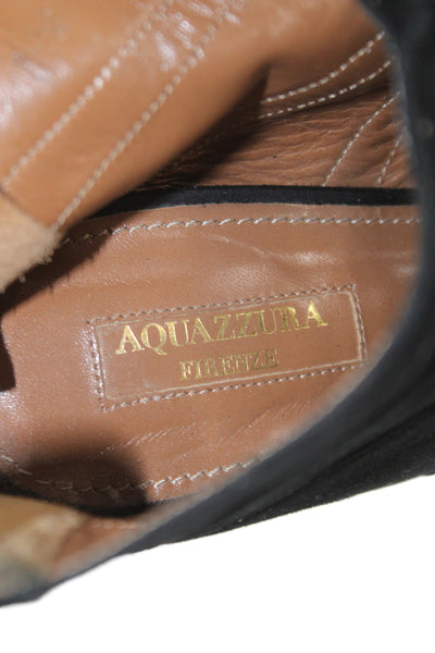 Aquazzura Womens Leather Suede Zip Up Stilletto Heel Boots Black Size 9