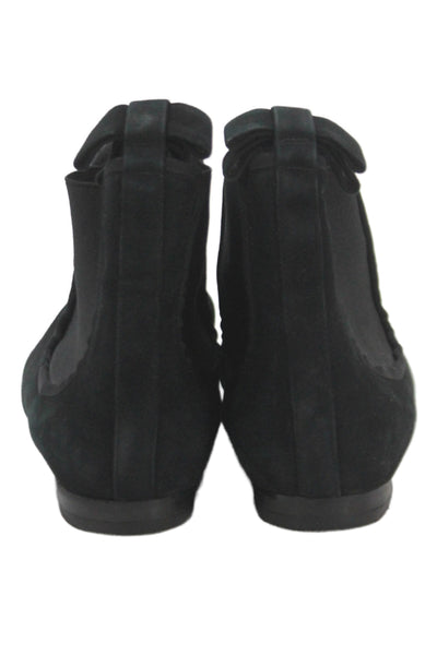 Vibram Womens Leather Suede Slip On Ankle Boots Black Size 10
