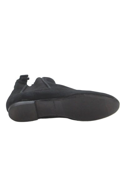 Vibram Womens Leather Suede Slip On Ankle Boots Black Size 10