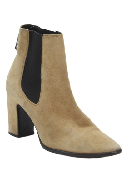 Balenciaga Womens Leather Suede Block Heel Ankle Boots Black Brown Size 7