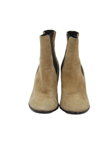 Balenciaga Womens Leather Suede Block Heel Ankle Boots Black Brown Size 7