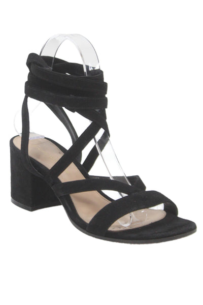 Gianvito Rossi Womens Strappy Ankle Block Heels Black Size 6