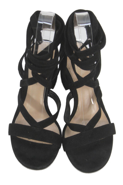Gianvito Rossi Womens Strappy Ankle Block Heels Black Size 6