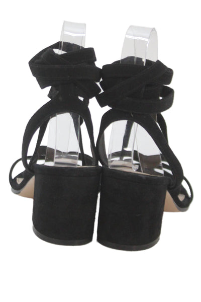 Gianvito Rossi Womens Strappy Ankle Block Heels Black Size 6