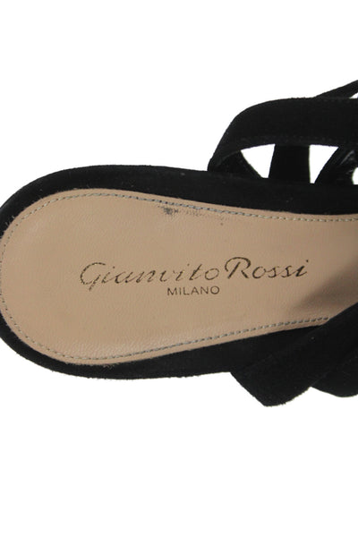 Gianvito Rossi Womens Strappy Ankle Block Heels Black Size 6