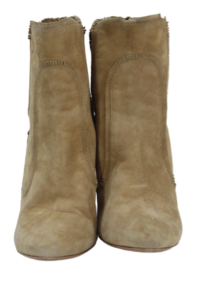 Aquazzura Womens Leather Suede Western Style Block Heels Light Brown Size 6.5