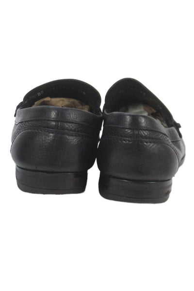 Salvatore Ferragamo Mens Leather Buckle Slip On Loafer Shoes Black Size 10