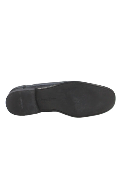 Salvatore Ferragamo Mens Leather Buckle Slip On Loafer Shoes Black Size 10