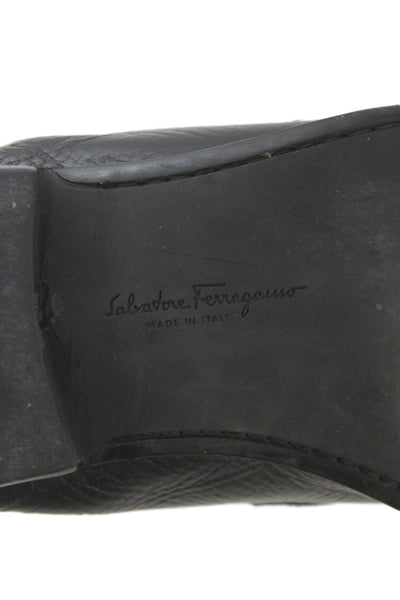 Salvatore Ferragamo Mens Leather Buckle Slip On Loafer Shoes Black Size 10