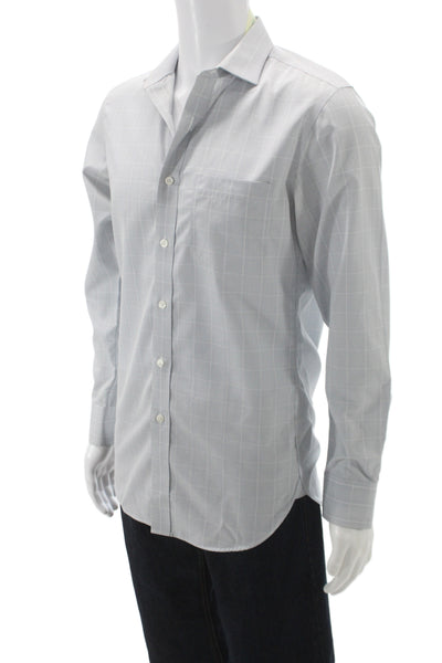 J Crew Men's Cotton Collard  Check Button front Shirt   Blue Size S