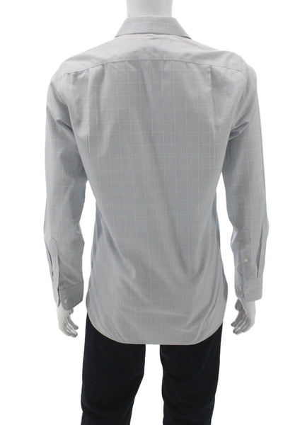 J Crew Men's Cotton Collard  Check Button front Shirt   Blue Size S