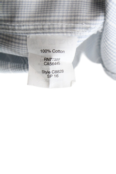 J Crew Men's Cotton Collard  Check Button front Shirt   Blue Size S