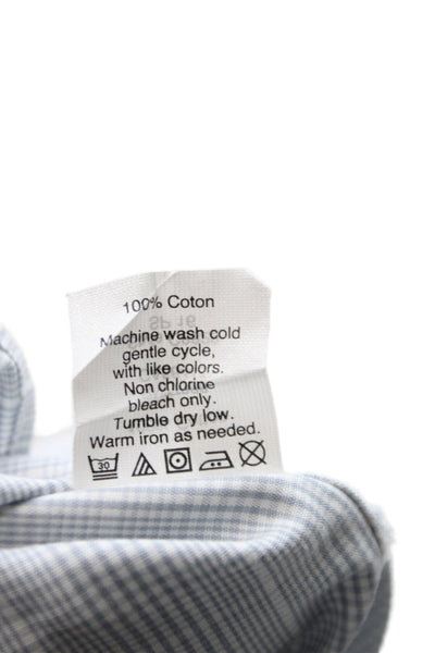J Crew Men's Cotton Collard  Check Button front Shirt   Blue Size S