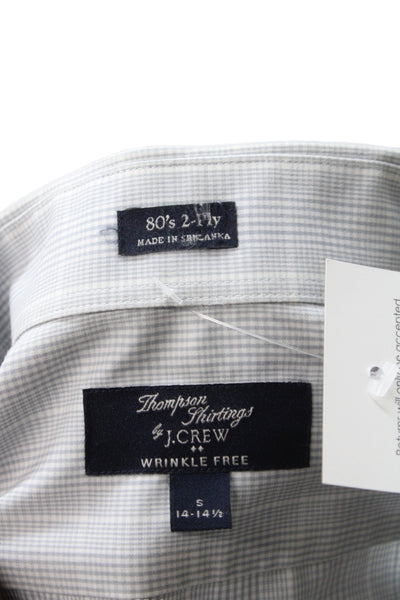 J Crew Men's Cotton Collard  Check Button front Shirt   Blue Size S