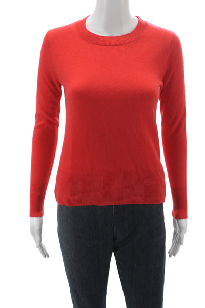 J Crew Women 100% Cashmere Crew Neck Pullover Sweater Red Long Sleeve Size 2XS